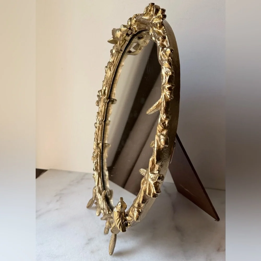 Ashland Ornate Gold Floral Oval Mirror Antique Gold Vintage Botanical Mirror